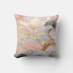 Modern abstract pastel licht roze en beige kussen