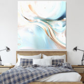 Modern abstract pastel lichtblauw en blush roze canvas afdruk (Insitu (Slaapkamer))