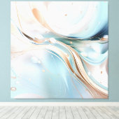 Modern abstract pastel lichtblauw en blush roze canvas afdruk (Insitu (Houten vloer))