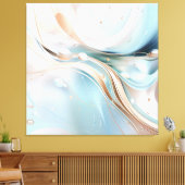 Modern abstract pastel lichtblauw en blush roze canvas afdruk (Insitu (Woonkamer))