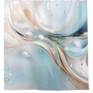 Modern abstract pastel lichtblauw en blush roze douchegordijn