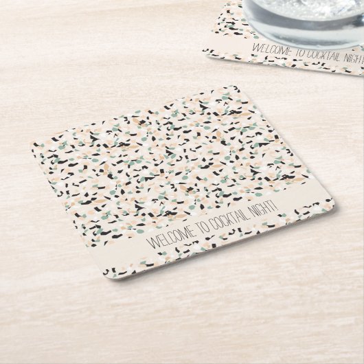 Modern Abstract pastel Terrazzo Pattern Kartonnen Onderzetters (Schuin)