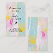 *~* Modern Abstract pastel turquoise roze geel Visitekaartje (Voorkant / Achterkant)