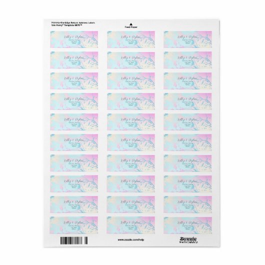 Modern Abstract Pastel Wedding Address Etiket (Full Sheet)