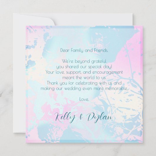 Modern Abstract Pastel Wedding Bedankkaart (Achterkant)