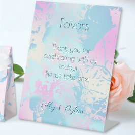 Modern Abstract Pastel Wedding Favors  Reclamebord Met Voetstuk