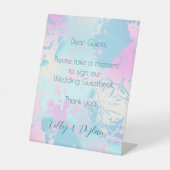 Modern Abstract Pastel Wedding Guestbook Reclamebord Met Voetstuk (Voorkant)