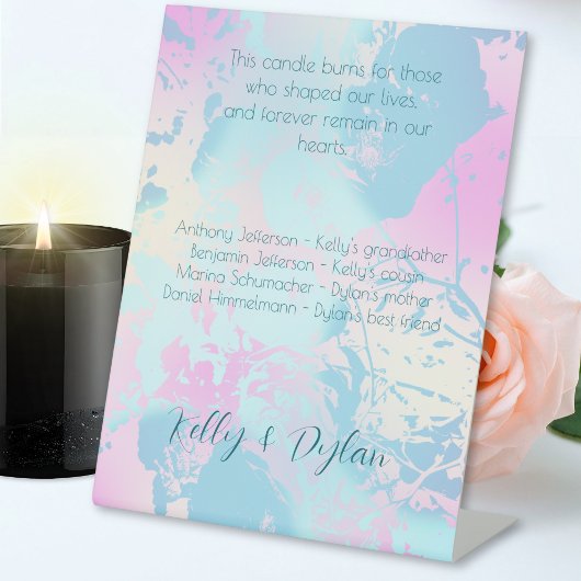 Modern Abstract Pastel Wedding In Memorial  Reclamebord Met Voetstuk