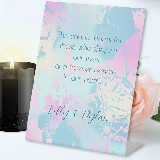 Modern Abstract Pastel Wedding In Memorial  Reclamebord Met Voetstuk