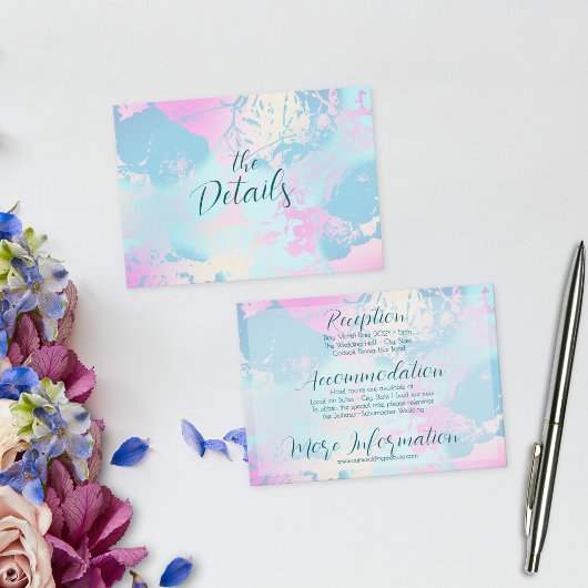 Modern Abstract Pastel Wedding  Informatiekaartje