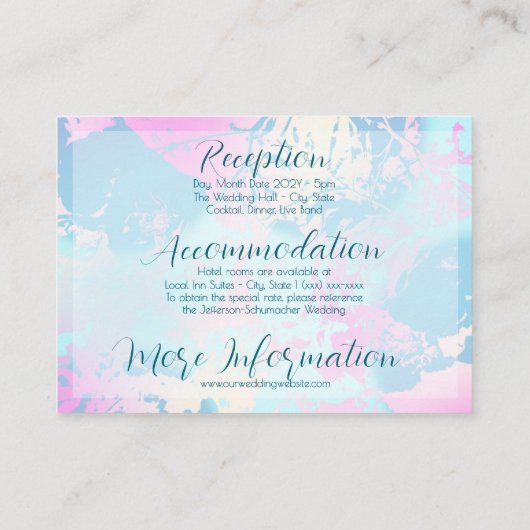 Modern Abstract Pastel Wedding  Informatiekaartje (Achterkant)