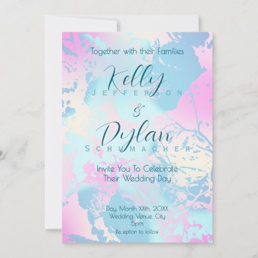 Modern Abstract Pastel Wedding Invitation Kaart (Voorkant)
