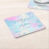 Modern Abstract Pastel Wedding Paper Coaster Kartonnen Onderzetters (Schuin)