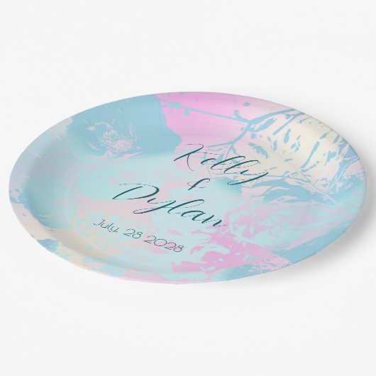 Modern Abstract Pastel Wedding Papieren Bordje (Gekanteld)