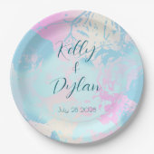 Modern Abstract Pastel Wedding Papieren Bordje (Voorkant)