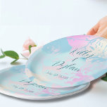 Modern Abstract Pastel Wedding Papieren Bordje<br><div class="desc">Painterly watercolor blending defines these modern wedding paper plates. Perfect for contemporary couples seeking unique, artistic decor and wedding party accessories. Features curated pastel washes in soft blue, blush pink, and peach creating one-of-a-kind visual depth. Fluid gradients provide an elegant presentation for your reception dinner selections. Fully customizable for beautifully...</div>