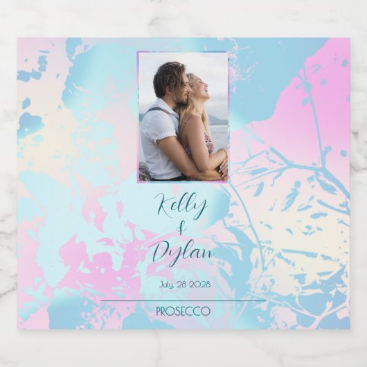 Modern Abstract Pastel Wedding Sparkling Wijnetiket (Enkel label)