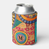 Modern Abstract Patchwork Patroon Monogram Blikjeskoeler (Blikje Voorkant)