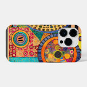 Modern Abstract Patchwork Patroon Monogram iPhone Hoesje (Achterkant horizontaal)