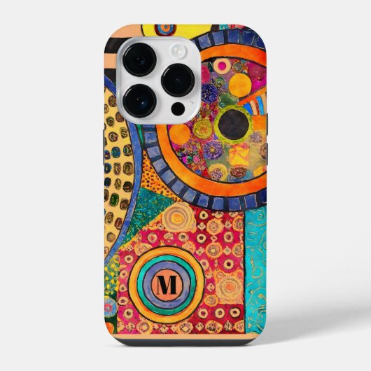 Modern Abstract Patchwork Patroon Monogram iPhone Hoesje (Achterkant)