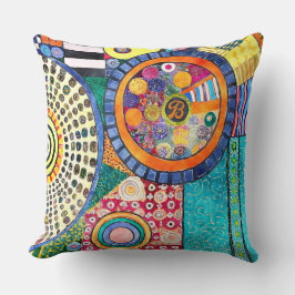 Modern Abstract Patchwork Patroon Monogram Kussen