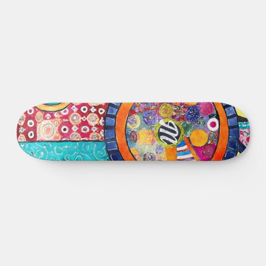 Modern Abstract Patchwork Patroon Monogram Persoonlijk Skateboard (Horizontaal)