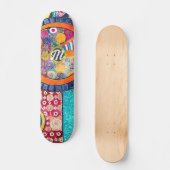 Modern Abstract Patchwork Patroon Monogram Persoonlijk Skateboard (Voorkant)
