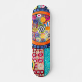 Modern Abstract Patchwork Patroon Monogram Persoonlijk Skateboard (Voorkant)