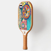Modern Abstract Patchwork Patroon Monogram Pickleball Paddle (Links)