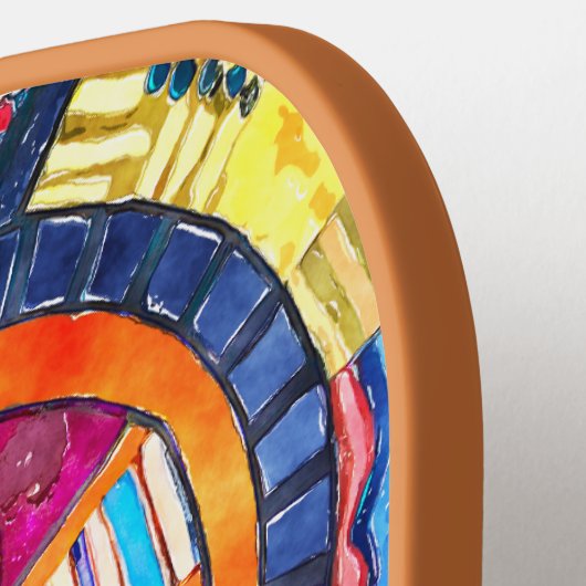 Modern Abstract Patchwork Patroon Monogram Pickleball Paddle (Links Detail)