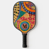 Modern Abstract Patchwork Patroon Monogram Pickleball Paddle (Voorkant)