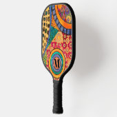 Modern Abstract Patchwork Patroon Monogram Pickleball Paddle (Links)