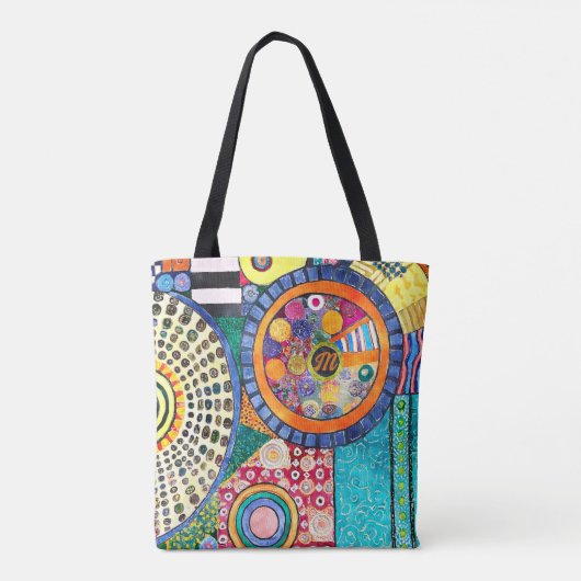 Modern Abstract Patchwork Patroon Monogram Tote Bag (Achterkant)