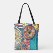 Modern Abstract Patchwork Patroon Monogram Tote Bag (Achterkant)