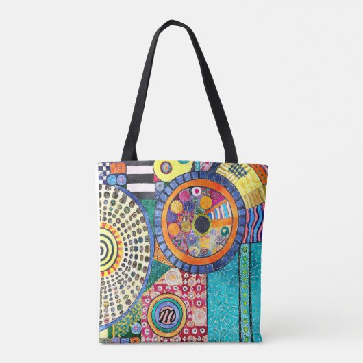 Modern Abstract Patchwork Patroon Monogram Tote Bag (Achterkant)