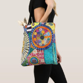 Modern Abstract Patchwork Patroon Monogram Tote Bag (Dichtbij)