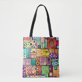 Modern Abstract Patchwork Patroon Monogram Tote Bag (Voorkant)