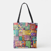 Modern Abstract Patchwork Patroon Monogram Tote Bag (Achterkant)