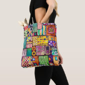 Modern Abstract Patchwork Patroon Monogram Tote Bag (Dichtbij)