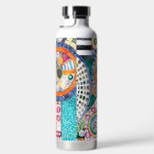 Modern Abstract Patchwork Patroon Monogram Waterfles (Rechts)