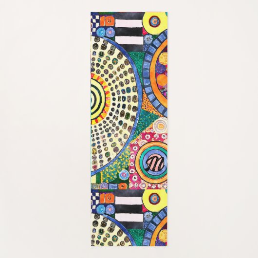 Modern Abstract Patchwork Patroon Monogram Yogamat (Voorkant)