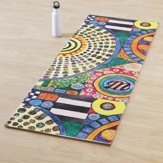 Modern Abstract Patchwork Patroon Monogram Yogamat (In situ)