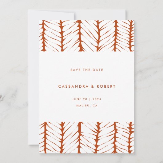 Modern Abstract Patroon Graphic Rust Terracotta Save The Date (Voorkant)