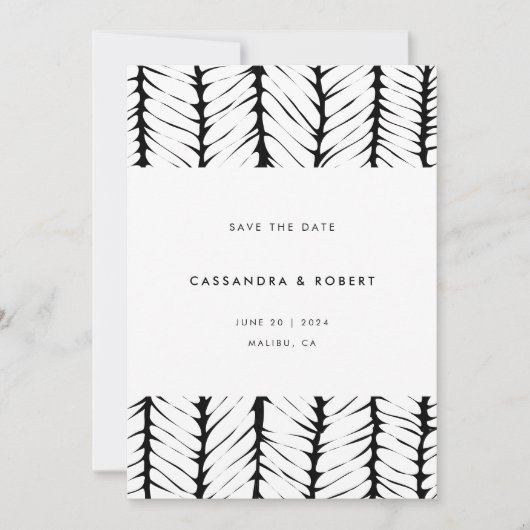 Modern Abstract Patroon Graphic Zwart Wit Save The Date (Voorkant)