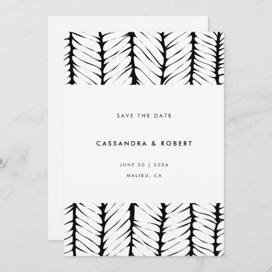 Modern Abstract Patroon Graphic Zwart Wit Save The Date (Voorkant / Achterkant)