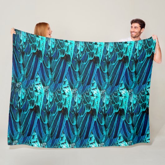Modern abstract patroon in smaragd en blauwe tinte fleece deken (In situ)