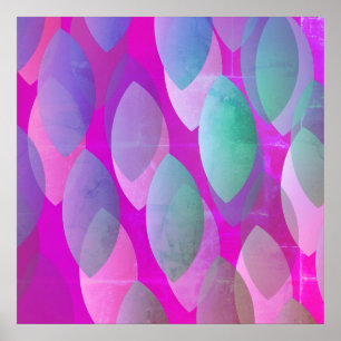 Modern abstract patroon Magenta Paars Roze Teal Poster