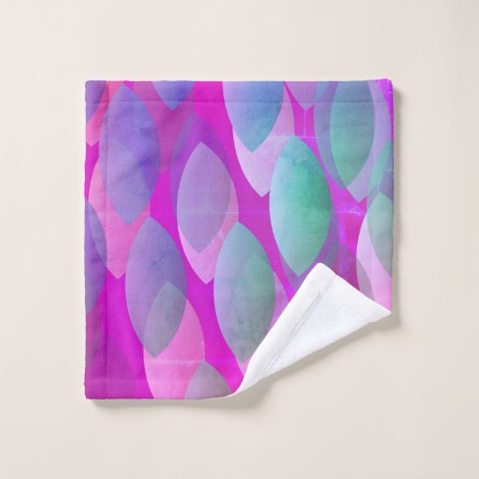 Modern Abstract Patroon | Magenta Paarse Roze Blau Bad Handdoek (Wasdoekje)