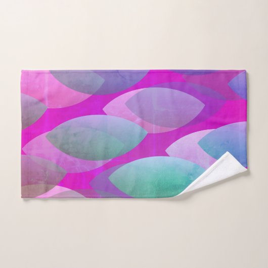Modern Abstract Patroon | Magenta Paarse Roze Blau Bad Handdoek (Handdoek)