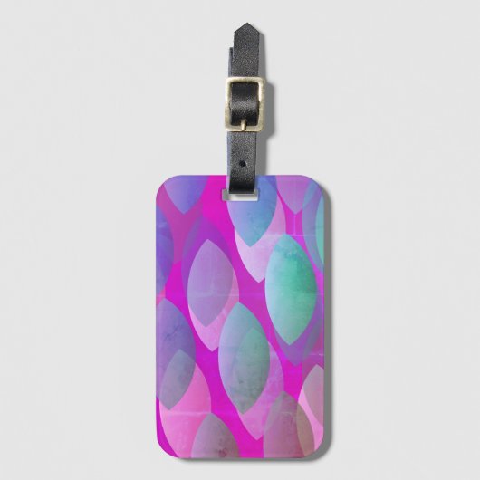 Modern Abstract Patroon | Magenta Paarse Roze Blau Bagagelabel (Voorkant (verticaal))